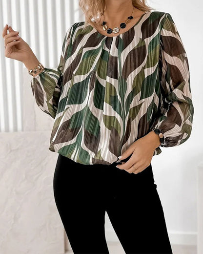 Varina™ - Rund Hals Lyktärmsärm Blus