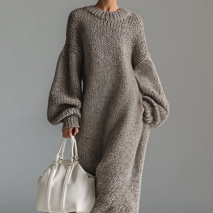 Julia™ - Lång Stickad Klänning