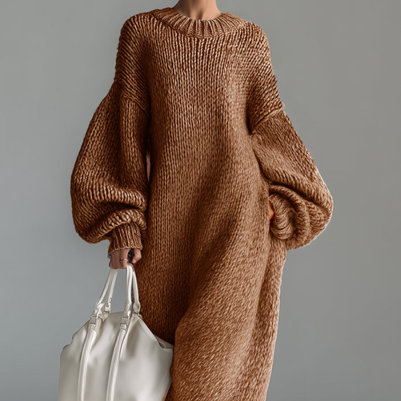 Julia™ - Lång Stickad Klänning