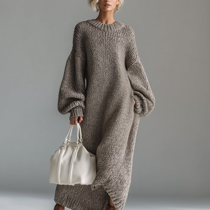 Julia™ - Lång Stickad Klänning