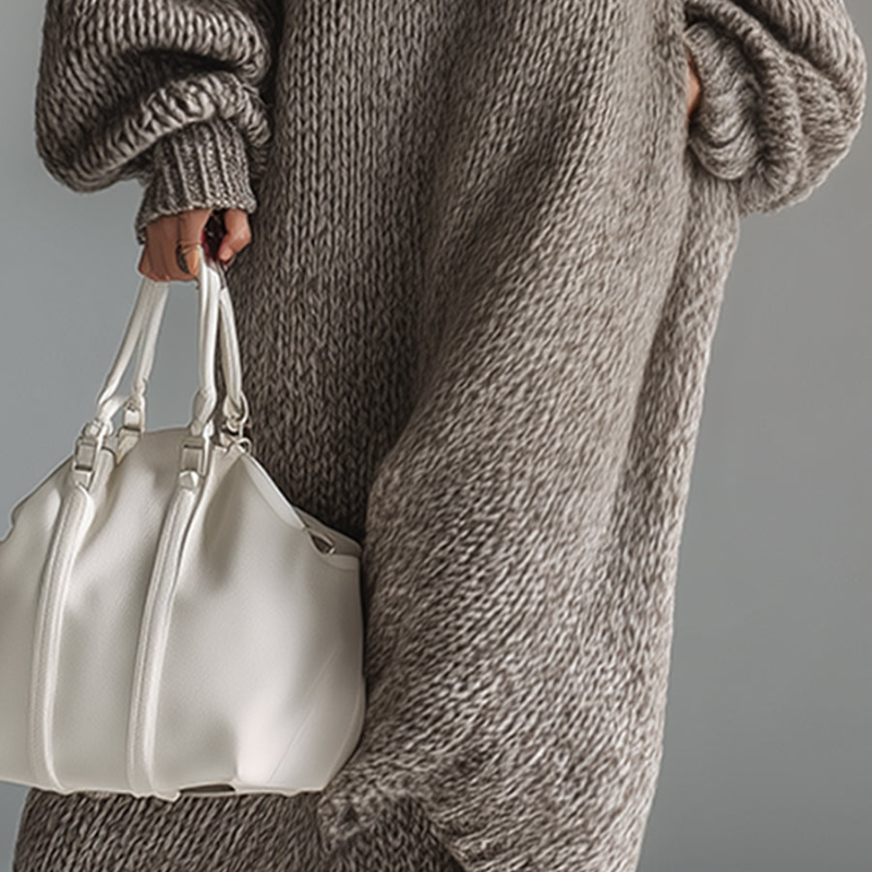 Julia™ - Lång Stickad Klänning