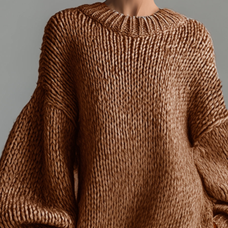 Julia™ - Lång Stickad Klänning