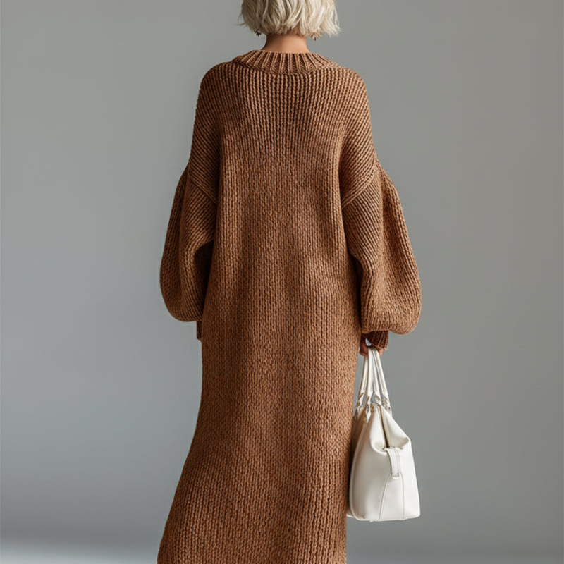 Julia™ - Lång Stickad Klänning