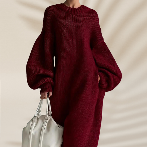 Julia™ - Lång Stickad Klänning