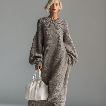 Julia™ - Lång Stickad Klänning