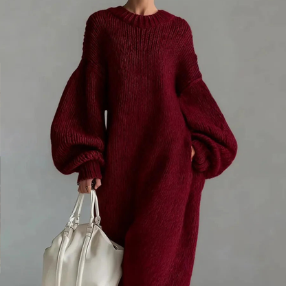 Julia™ - Lång Stickad Klänning