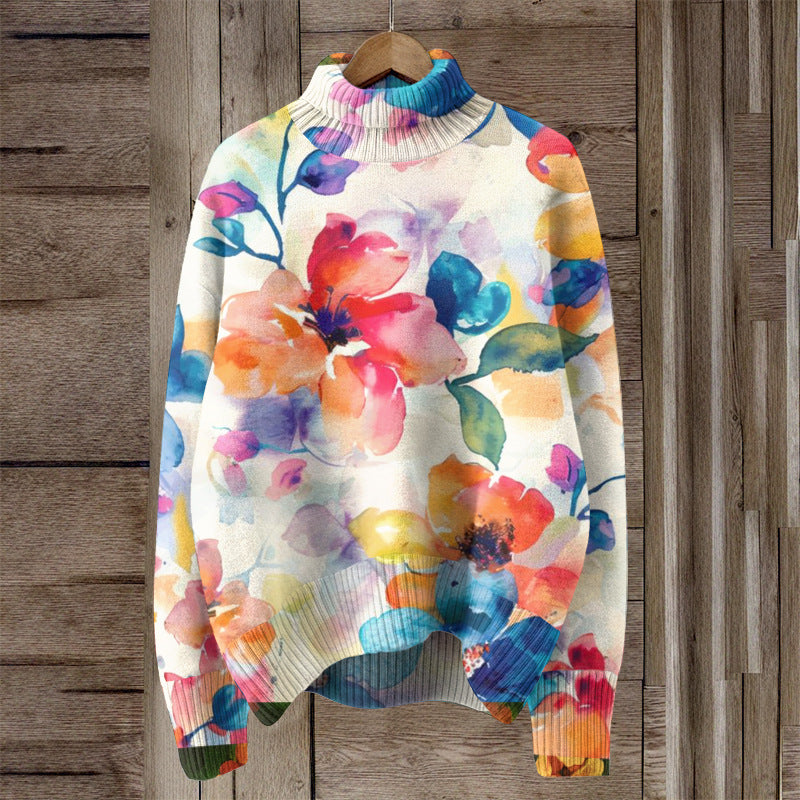 Selina™ - Blommig Stickad Tröja