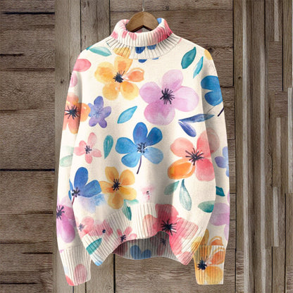 Selina™ - Blommig Stickad Tröja