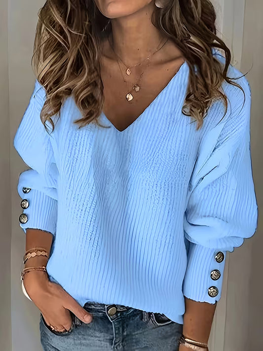 Ljusblå V-ringad Tröja | Tillsammans mot Diabetes